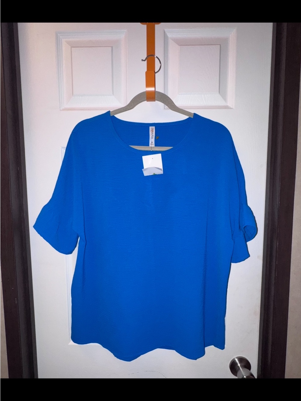 Zenana Outfitters Cobalt Blue Ruffle Sleeve Blouse